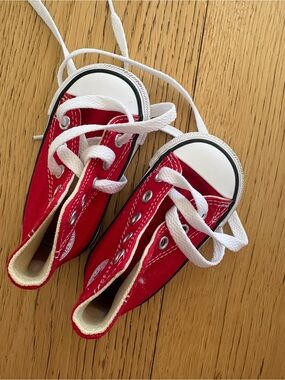 Kids Red Canvas Lace-Up Sneakers